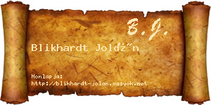 Blikhardt Jolán névjegykártya